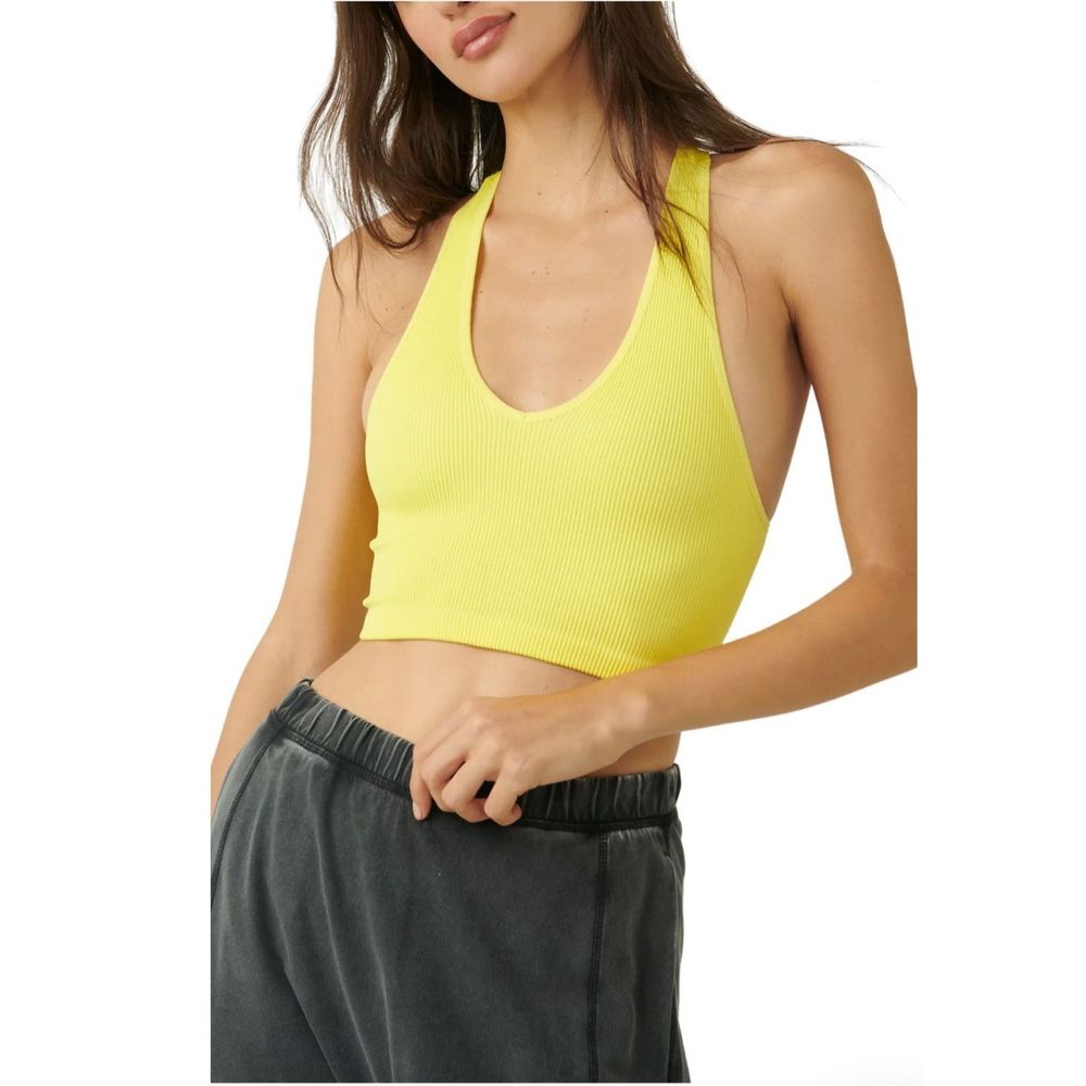 Free People Movement Free Throw Crop Tank in Lemon Verbena Size XS - Picture 1 of 6